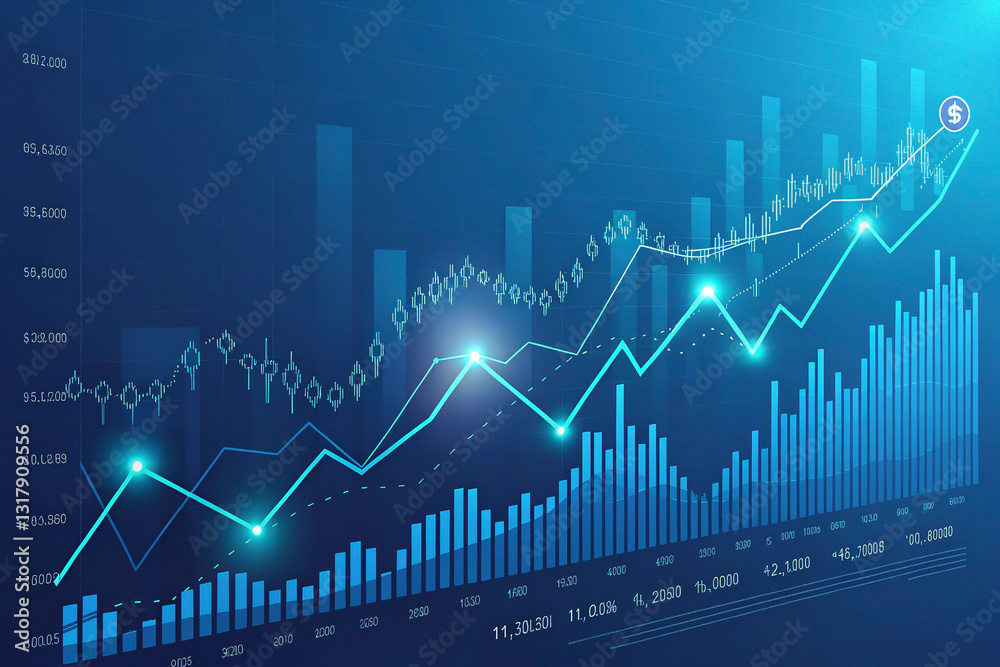 Blue Financial Data Chart Abstract Wallpaper for Bank Branch Blue Financial Data Chart Abstract Wallpaper for Bank Branch