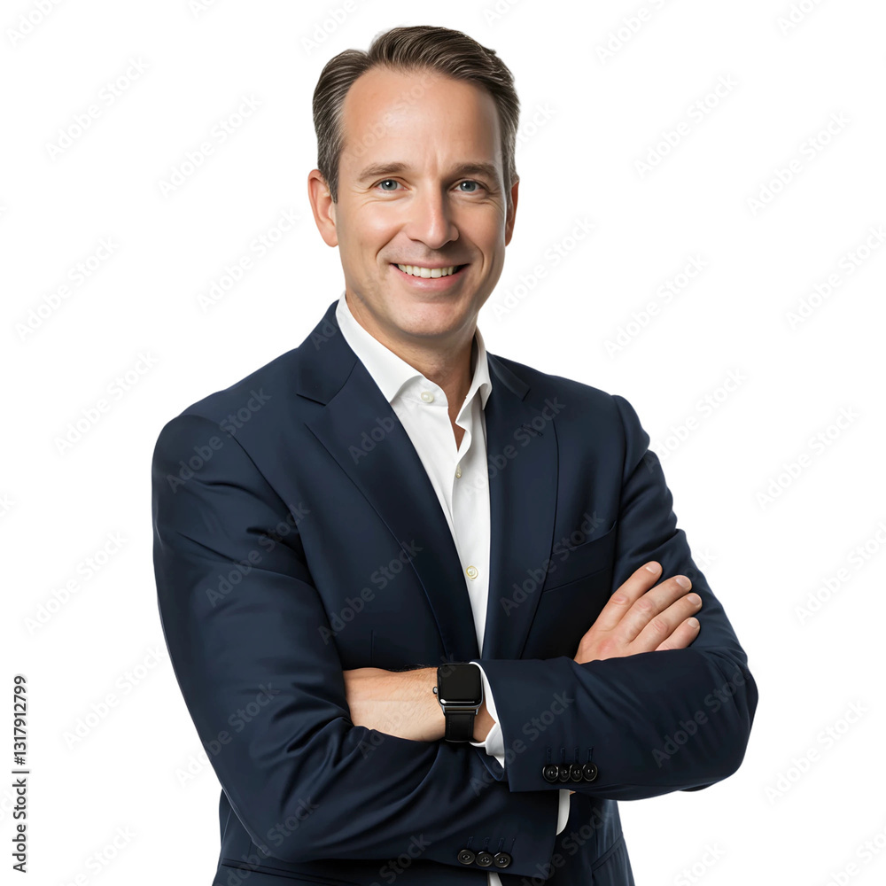 Portrait of a Handsome Businessman in a Suit, Smiling, Isolated on Transparent Background, PNG Portrait of a Handsome Businessman in a Suit, Smiling, Isolated on Transparent Background, PNG