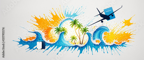 colorful tropical travel il...