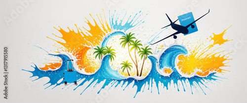 vibrant tropical travel sce...