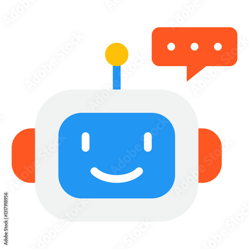 Friendly Chatbot Icon with Speech Bubble