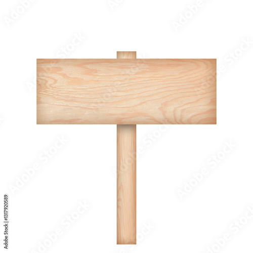 Wooden sign isolated on white background.