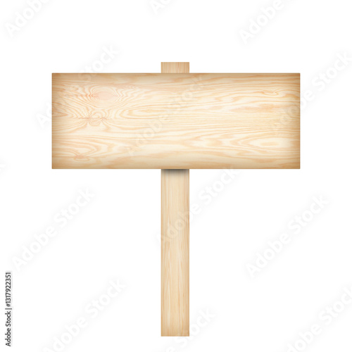Wooden sign isolated on white background.