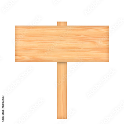 Wooden sign isolated on white background.