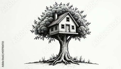 Tree House Home Symbol for Family Heritage Websites and Genealogy Projects photo