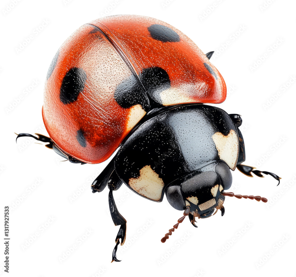 Close-Up View of a Vibrant Ladybug on a Clear Background, Isolated on Transparent Background Close-Up View of a Vibrant Ladybug on a Clear Background, Isolated on Transparent Background
