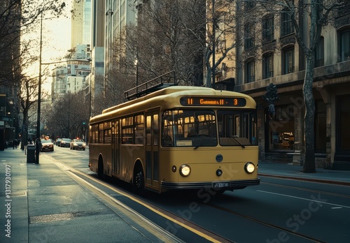 Vintage City Bus in Motion photo