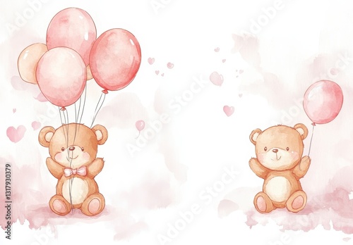 Cute Bear with Balloons