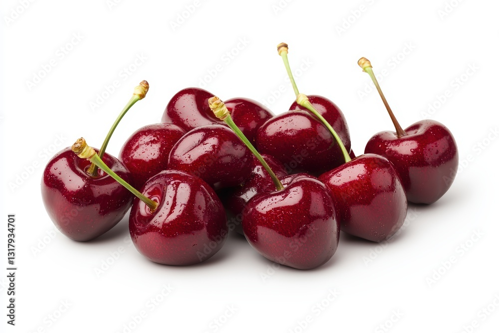 fresh cherries on a white background , Generative art. fresh cherries on a white background , Generative art.