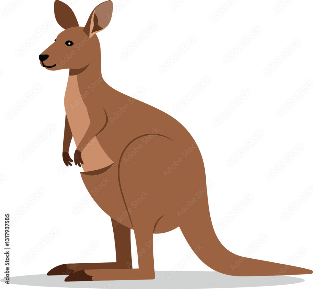 Fototapeta premium A kangaroo standing upright in a minimalistic design style with simple shapes and warm colors showcasing its natural charm in vector art