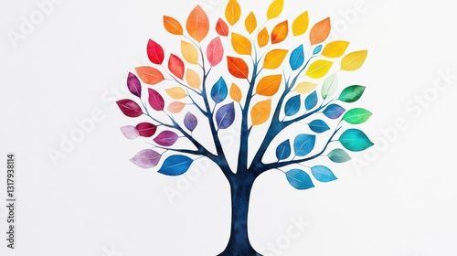 Beautiful Watercolor Tree Art Print Featuring Lush Green Foliage and Delicate Brush Strokes Evoking a Sense of Calm and Natural Beauty in Artistry
