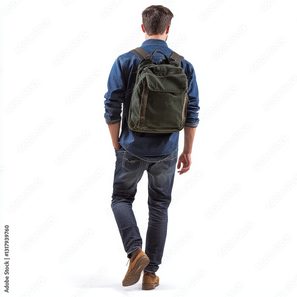 a handsome young man with a backpack , Generative art. a handsome young man with a backpack , Generative art.