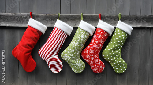 Christmas Stockings Rustic Fence