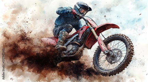 dirt bike clipart digital watercolor clipart detailed illustration