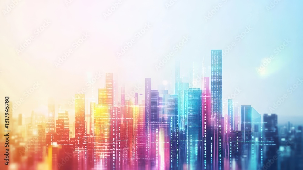 A vibrant city skyline with colorful lights creating a futuristic atmosphere, perfect for creative and modern projects. A vibrant city skyline with colorful lights creating a futuristic atmosphere, perfect for creative and modern projects.