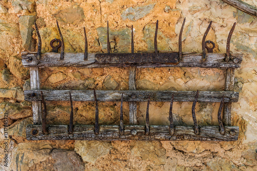 Europe, Spain, Balearic Islands, Mallorca. Farm tools. Harrow.