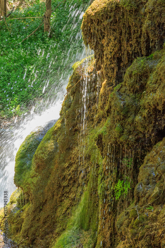 Obraz na płótnie Europe, Spain, Balearic Islands, Mallorca. Small waterfalls. w salonie