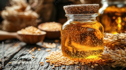 Sesame Oil: Nutty Flavor Enhancer for Vegetable Dishes, Aromatic Edible Fat that Adds Favor to Your Favorite Food photo
