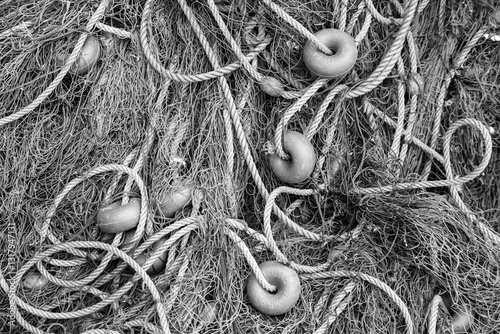 Obraz na płótnie Europe, Spain, Balearic Islands, Mallorca, Santanyi, Cala Figuera . A small , colorful fishing harbor on S.E. corner of island. Fishing nets. w salonie