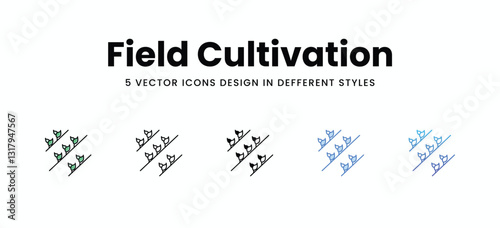 Field Cultivation vector icons set stock illustration.