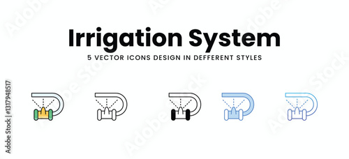 Irrigation System vector icons set stock illustration.