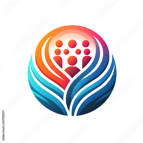 People logo design, Community human Logo with gradient color, people logo design template design element, vector illustration.generative ai
