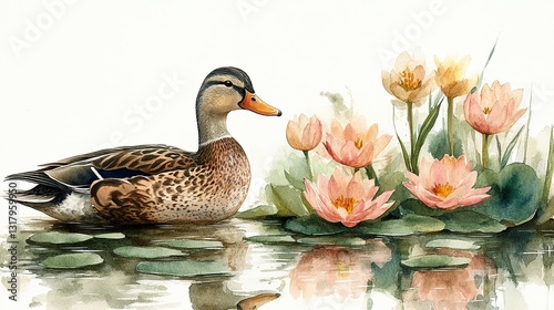 duck clipart digital watercolor clipart detailed illustration