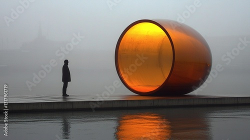person standing inside a bubble of light, symbolizing protection from negativity, conceptual photography, copy space