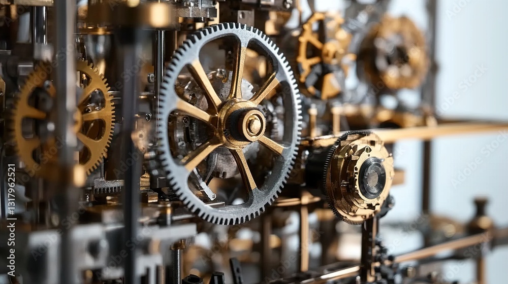 Intricate Clockwork Gears: A Close-Up View of Mechanical Precision Intricate Clockwork Gears: A Close-Up View of Mechanical Precision