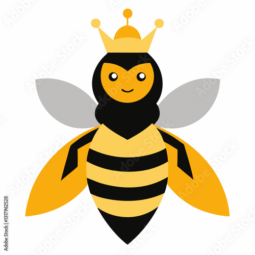 Queen bee vector wearing a golden crown