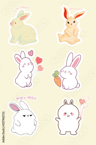 cute rabbit packaging sticker