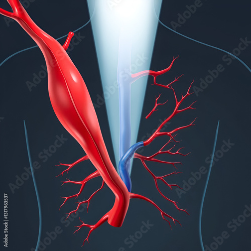 illustration of artery system with searchlight