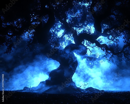 Mystical Night Forest Tree