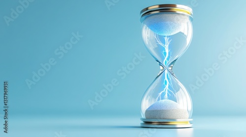 Electric Hourglass with Glowing Sand and Lightning Effects