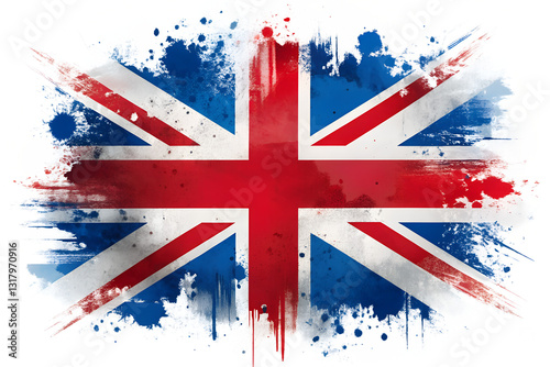 UK Flag with Bold Paint Strokes and Splatters