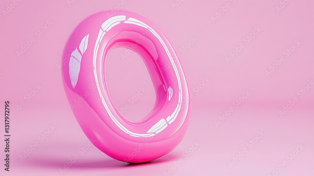 Glossy Pink Minimalist Object Isolated on Soft Pink Background Glossy Pink Minimalist Object Isolated on Soft Pink Background