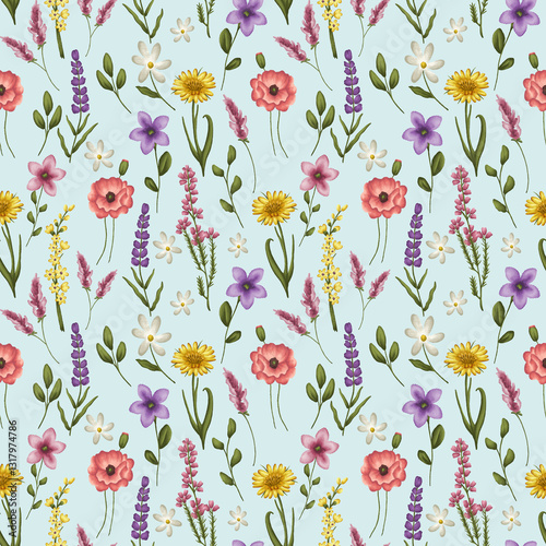 Obraz na płótnie seamless pattern with flowers w salonie