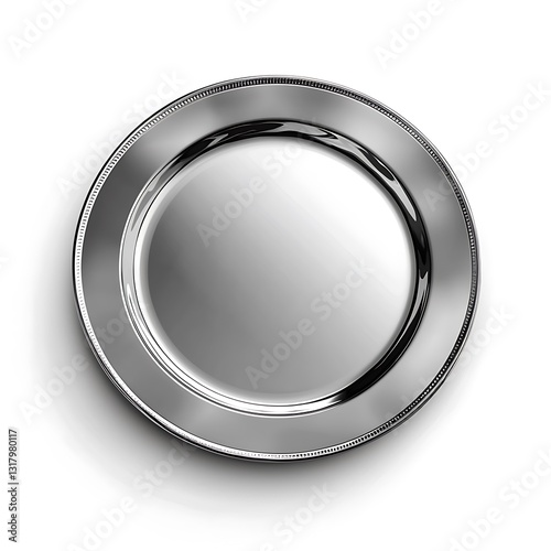 Silver metal plates, showcasing smooth finishes and reflective surfaces, perfect for dining or decorative use The plates are isolated on white background