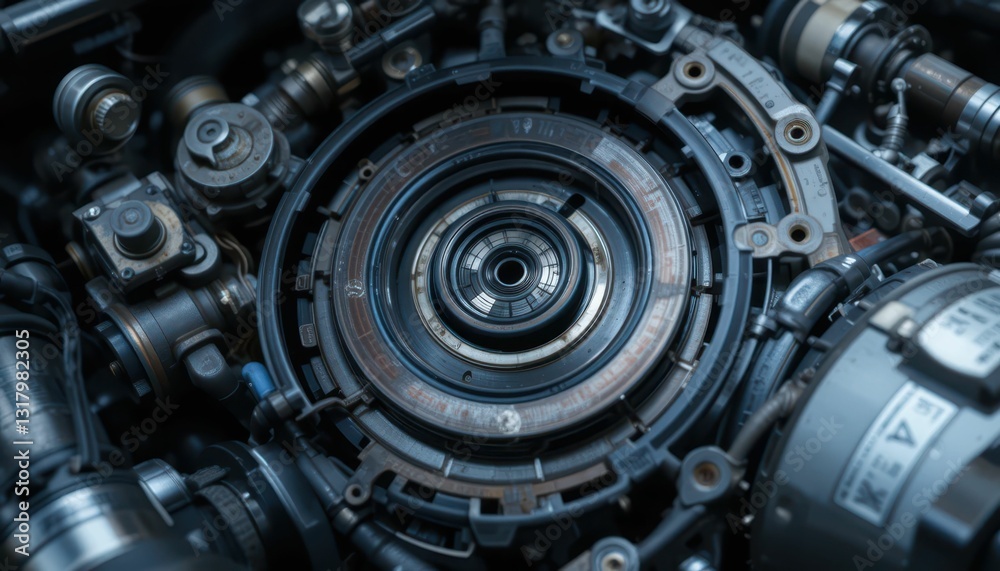 Detailed Close-Up of Mechanical Engine Components and Gears Detailed Close-Up of Mechanical Engine Components and Gears