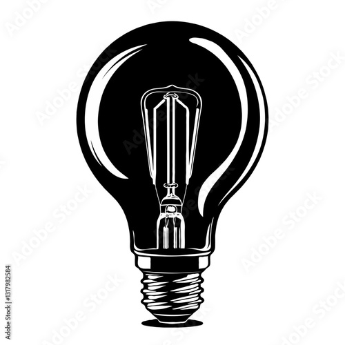 Lightbulb vector black white electric filament icon design