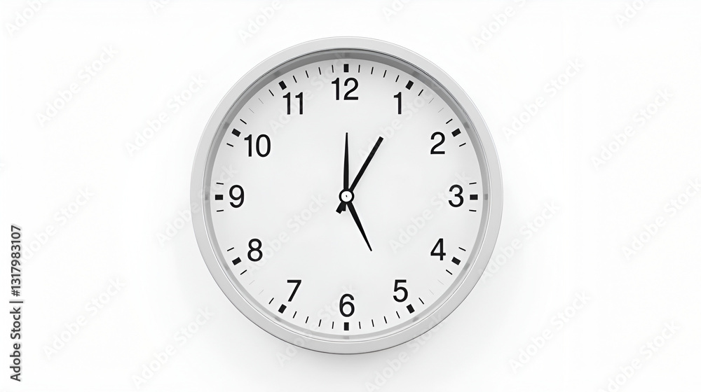 Modern white clock isolated on white background Modern white clock isolated on white background