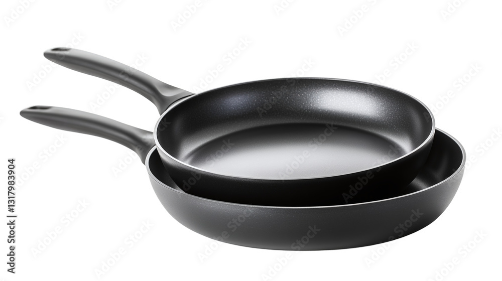 Set of cooking black frying pans, isolated on transparent background. Set of cooking black frying pans, isolated on transparent background.