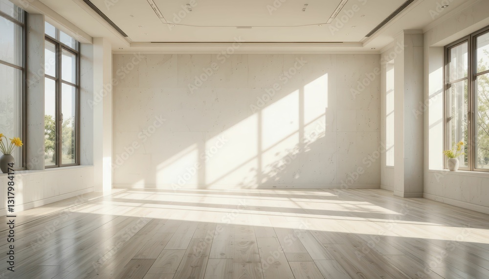 Fototapeta premium Bright and Spacious Room with Large Windows and Natural Light