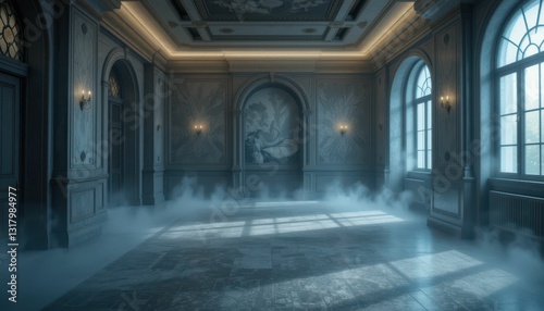 Wallpaper Mural Elegant and Mysterious Interior with Smoke and Natural Lighting Torontodigital.ca