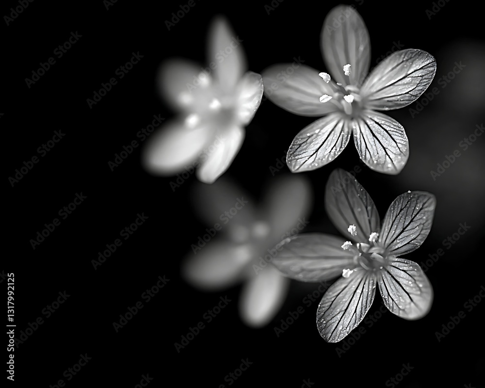 Fototapeta premium Monochrome Flower Reflections, Dark Background