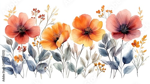 watercolor abstract flowers clipart watercolor illustration detailed illustration