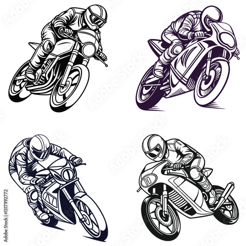 Dynamic Motorcycle Racing Illustrations Speed and Adrenaline in Motion.