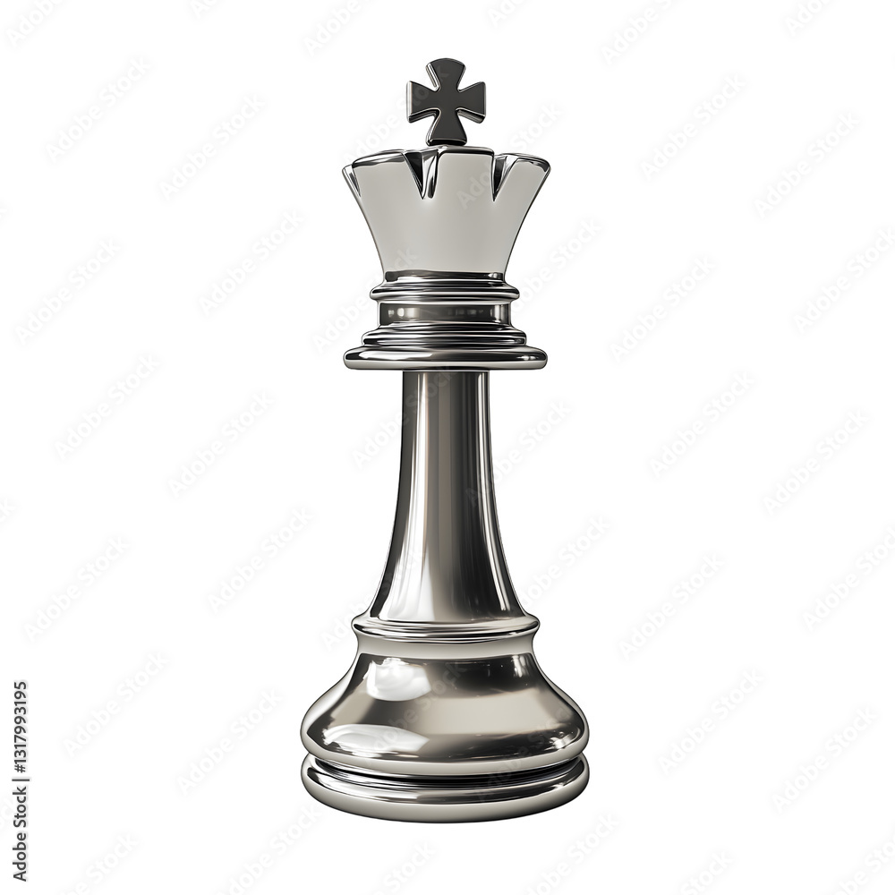 A highly detailed and realistic metallic chess king piece, symbolizing power, strategy, and leadership A highly detailed and realistic metallic chess king piece, symbolizing power, strategy, and leadership