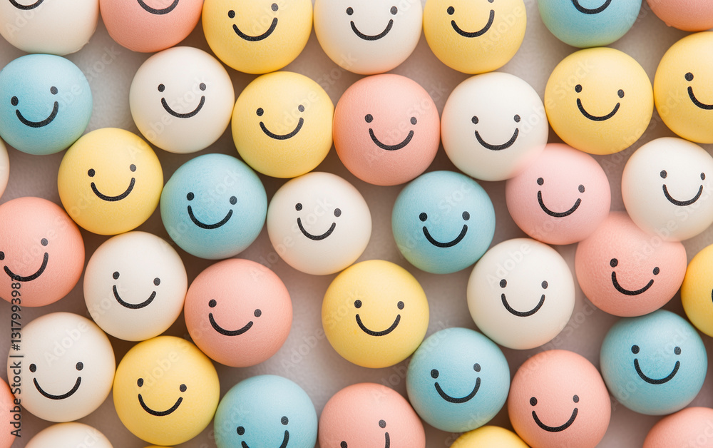 Colorful smiley faces ball on white background, creating a cheerful and playful design. Colorful smiley faces ball on white background, creating a cheerful and playful design.