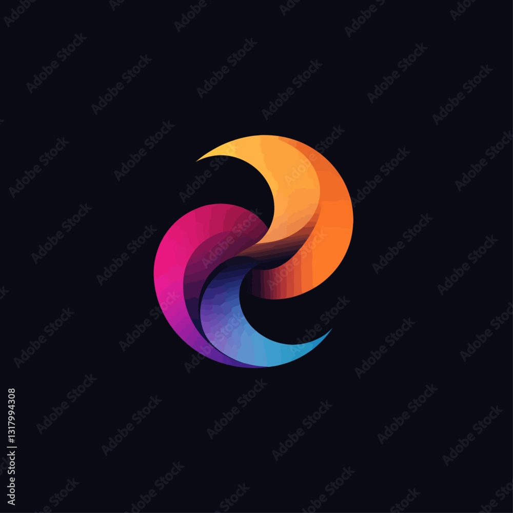 Abstract Gradient Logo Design on Black Background, Modern Illustration Abstract Gradient Logo Design on Black Background, Modern Illustration